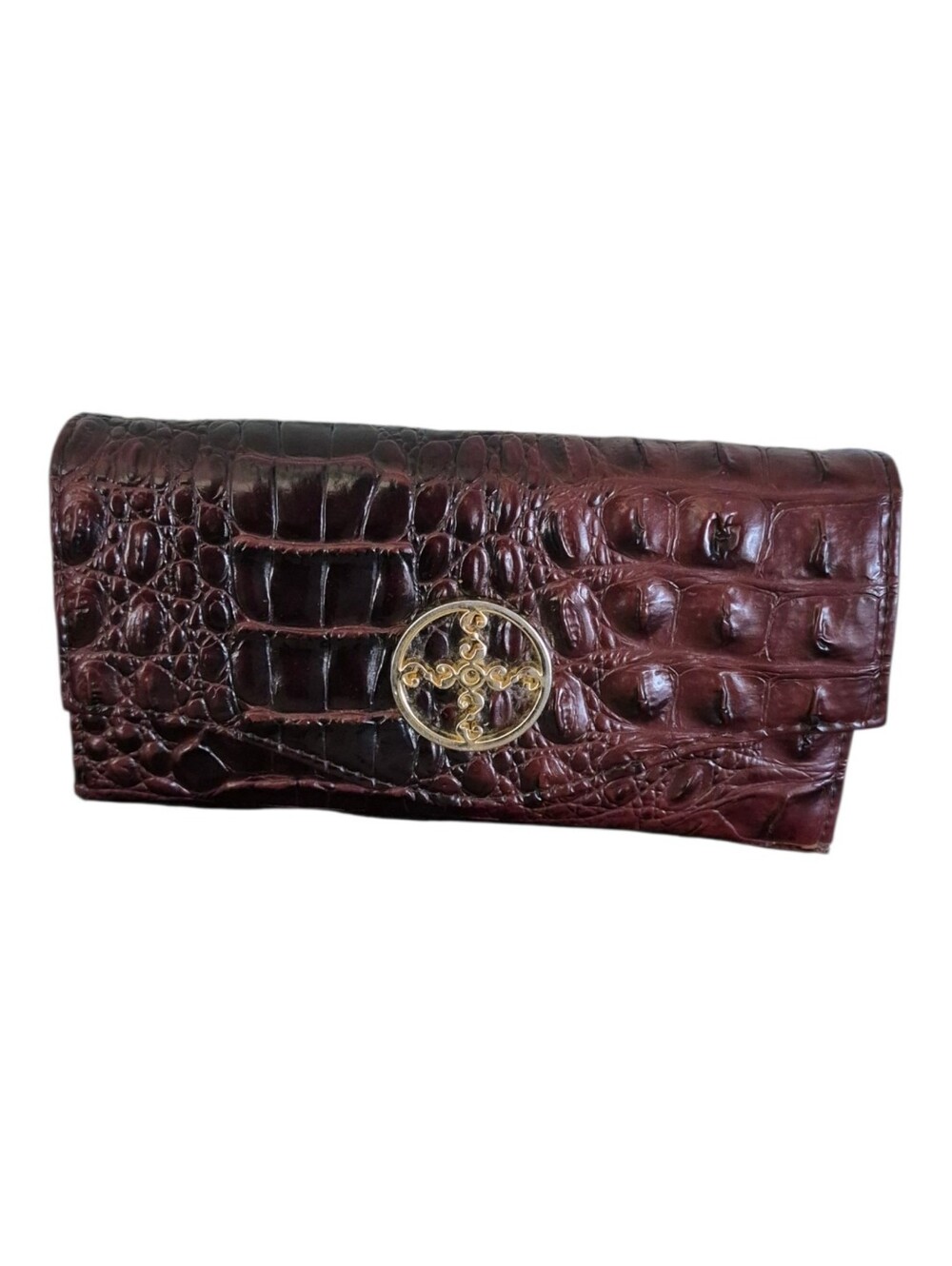 New Stauer Gray/Black Avalon Crocodile Brown  Embossed Leather Wallet - Picture 1 of 11